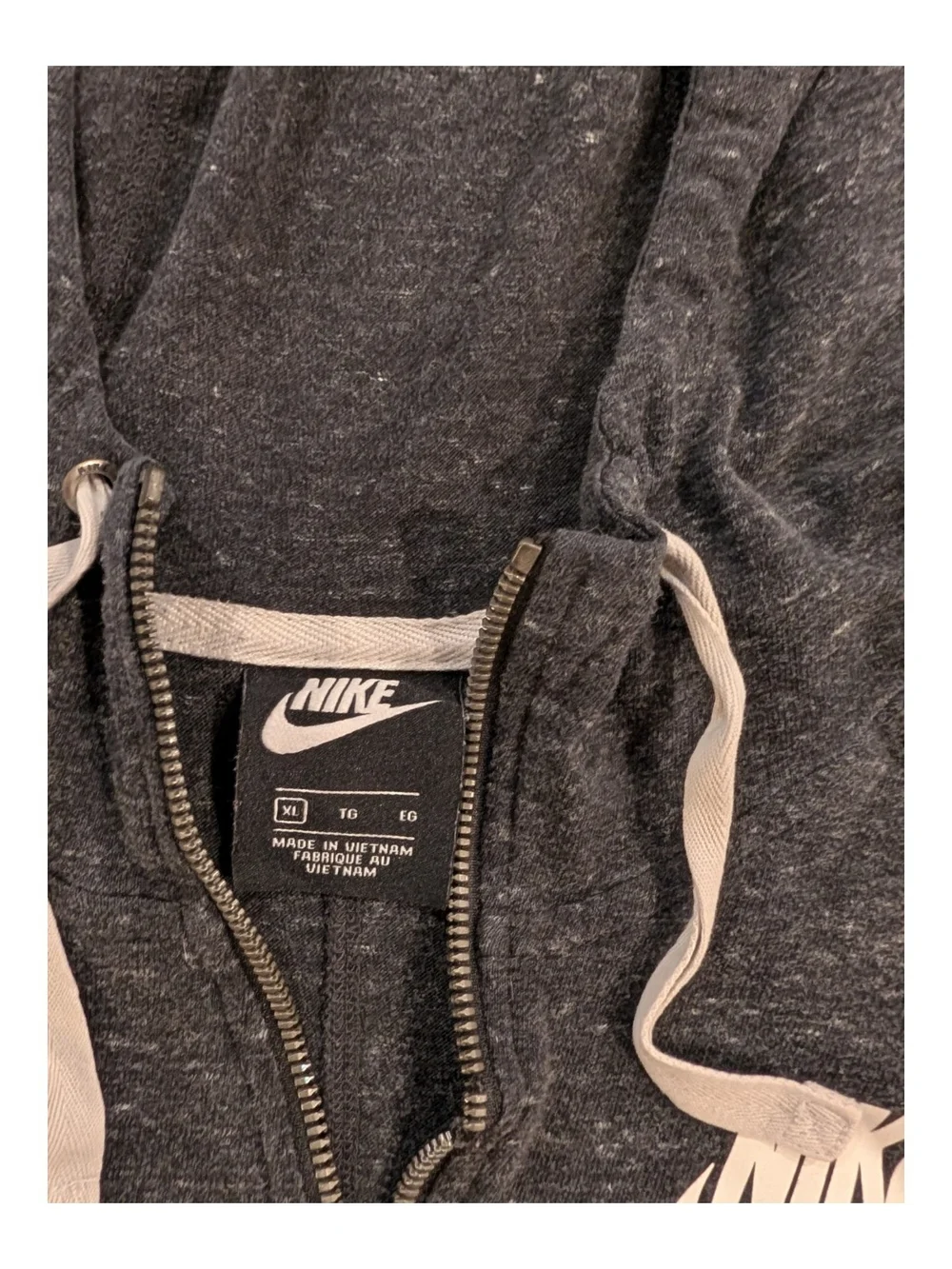 Nike Women’s Charcoal Gray Full-Zip Hoodie with White Logo